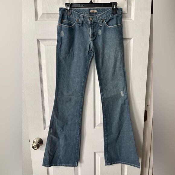 Vtg Y2K Frankie B Jeans Women's 6 Blue Denim Butterfly Low Rise Flared Leg - Picture 2 of 11